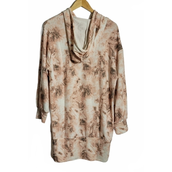 Tie-Dye Hoodie Lounge Sweatshirt Dress Long Sleeve Hooded Pockets - Picture 7 of 12